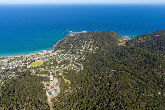 Aerial view of Lorne, a small town along the Louttit Bay, Victoria, Australia.