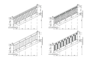 Detailed architectural plan of stairs