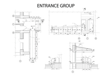 Entrance group vector architectural project