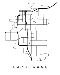 Vector design of the street map of Anchorage against a white background