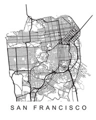 Vector design of the street map of San Francisco against a white background