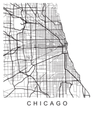 Vector design of the street map of Chicago against a white background © Deificusart/Wirestock Creators