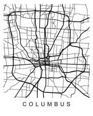 Vector design of the street map of Columbus against a white background
