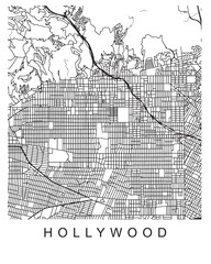 Vector design of the street map of Hollywood against a white background