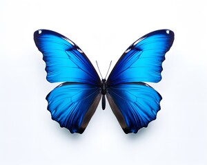 Blue butterfly isolated on white background, Close-up of beautiful butterfly, ai generated