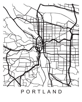 Vector design of the street map of Portland against a white background