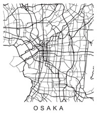Vector design of the street map of Osaka against a white background