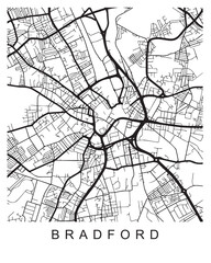 Vector design of the street map of Bradford against a white background