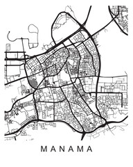 Vector design of the street map of Manama against a white background