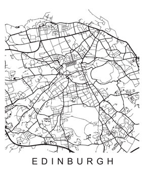 Vector design of the street map of Edinburgh against a white background