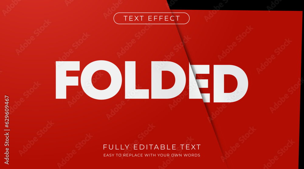 Poster folded paper text effect. editable font style