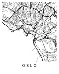 Vector design of the street map of Oslo against a white background