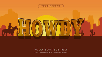 Howdy 3d style text effect editable vector font effect