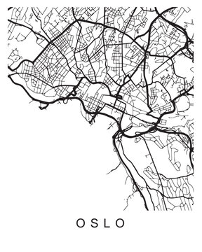 Vector design of the street map of Oslo against a white background