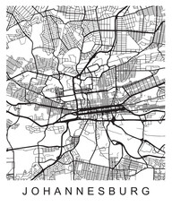 Vector design of the street map of Johannesburg against a white background