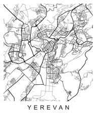 Fototapeta na wymiar Vector design of the street map of Yerevan against a white background