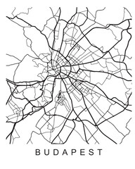 Naklejka premium Vector design of the street map of Budapest against a white background