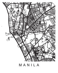 Vector design of the street map of Manila against a white background