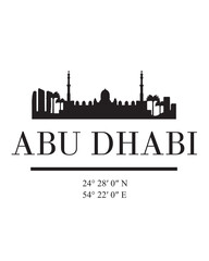 Fototapeta na wymiar Editable vector illustration of the city of Abu Dhabi with the remarkable buildings of the city