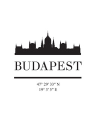 Editable vector illustration of the city of Budapest with the remarkable buildings of the city