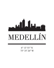 Editable vector illustration of the city of Medellin with the remarkable buildings of the city