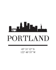 Obraz premium Editable vector illustration of the city of Portland with the remarkable buildings of the city