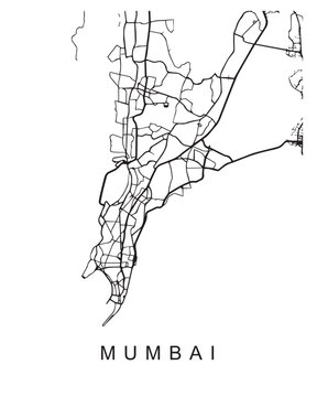 Vector design of the street map of Mumbai against a white background