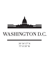 Editable vector illustration of the city of Washington D.C.with the remarkable buildings of the city