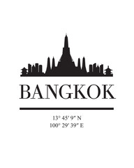 Fototapeta premium Editable vector illustration of the city of Bangkok with the remarkable buildings of the city