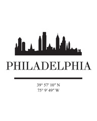 Editable vector illustration of the city of Philadelphia with the remarkable buildings of the city