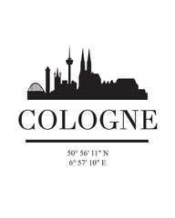 Editable vector illustration of the city of Cologne with the remarkable buildings of the city