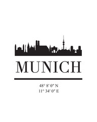 Editable vector illustration of the city of Munich with the remarkable buildings of the city