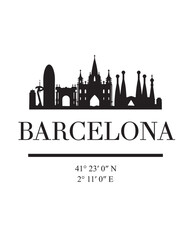 Editable vector illustration of the city of Barcelona with the remarkable buildings of the city - obrazy, fototapety, plakaty
