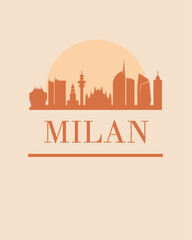 Editable vector illustration of the city of Milan with the remarkable buildings of the city