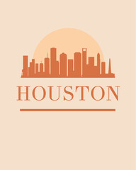 Editable vector illustration of the city of Houston with the remarkable buildings of the city