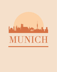 Naklejka premium Editable vector illustration of the city of Munich with the remarkable buildings of the city