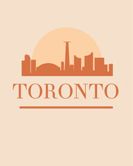 Editable vector illustration of the city of Toronto with the remarkable buildings of the city