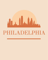 Fototapeta premium Editable vector illustration of the city of Philadelphia with the remarkable buildings of the city