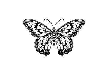 Butterfly sketch. Hand drawn engraving style vector illustration.