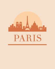 Editable vector illustration of the city of Paris with the remarkable buildings of the city