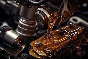 Automotive gearbox lubricating oil. AI technology generated image - obrazy, fototapety, plakaty