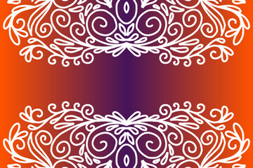 Beautiful colourful  gradient background with white flower leaf line art pattern of indonesian culture traditional batik