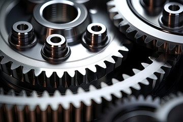 Background of mechanical gears. AI technology generated image