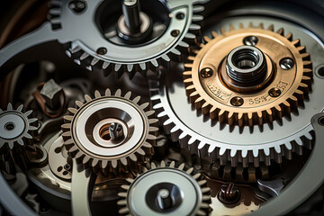 Background of mechanical gears. AI technology generated image