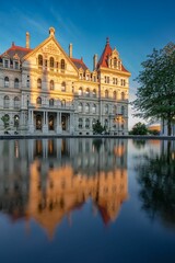 Fototapeta na wymiar Iconic New York State Capitol building on a sunny day in the United States