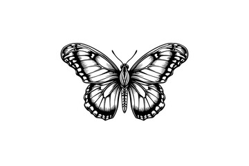 Fototapeta premium Butterfly sketch. Hand drawn engraving style vector illustration.