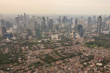 Aerial view of Jakarta cityscape in Indonesia