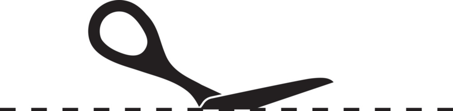 recommend clip art: Cutting line by scissors vector icon. Separation paper sign. Trim coupone symbol.