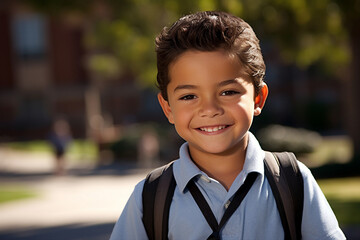 Generative ai collage image picture of academic pupil back to school looking in camera shopping advert concept