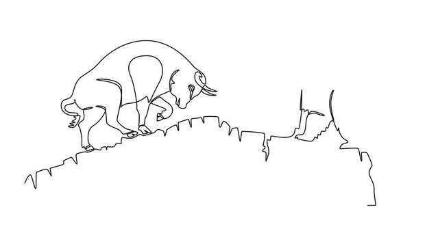 Continuous one line drawing investment and stock concept. Full length animation illustration. High quality 4k footage.